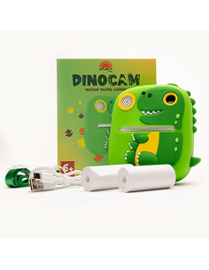Instant Camera LCD 2.0 Dinosaur Kit Coloring Green Thermal Paper